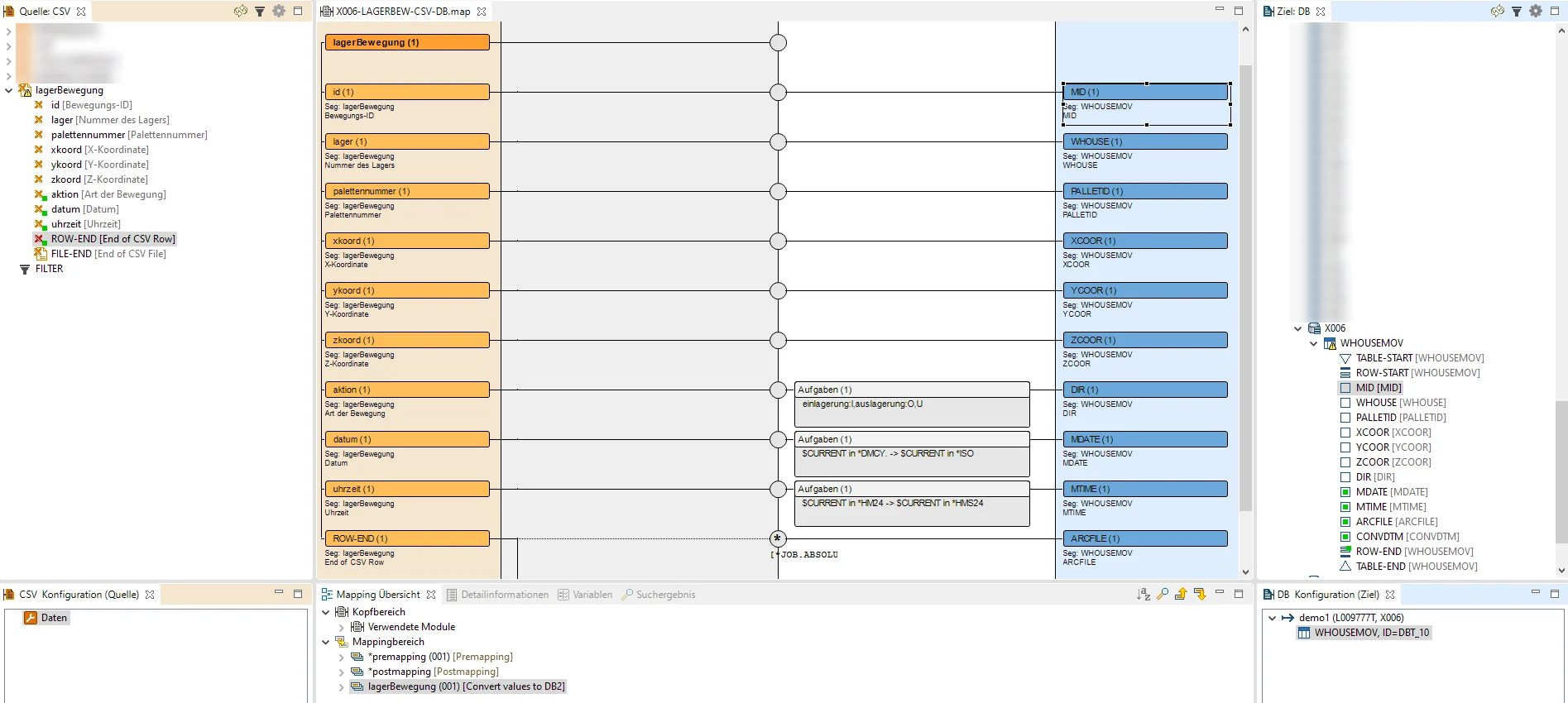 CSV Konvertierung zu DB2 mit i‑effect<sup>®</sup> MapGUI