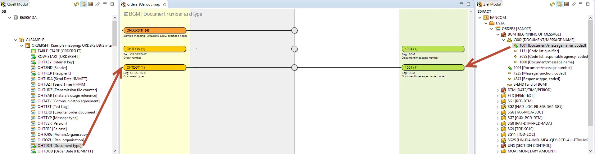 Grafischer EDI-Mapper Mapgui Drag & Drop Bedienung